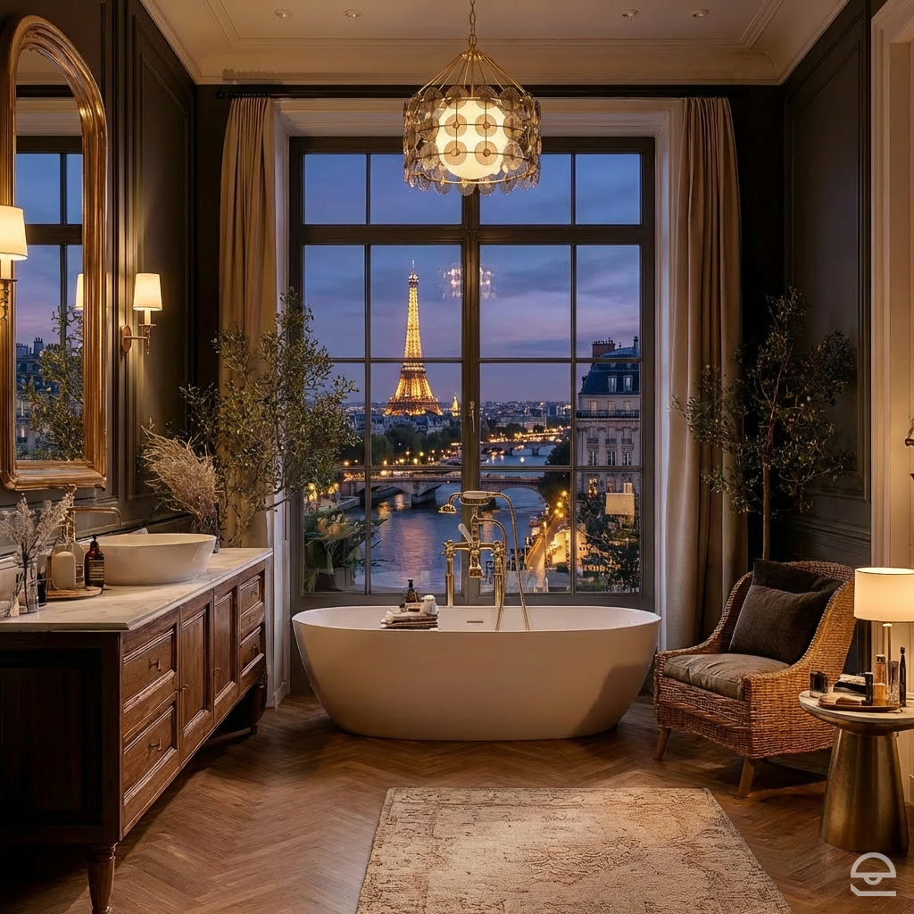 Meridian – lampa wisząca z kurtyną szklanych dysków, przecierane złoto