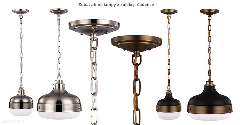 Metal, szkło, łańcuch - lampa wisząca 20/30cm (czerń, mosiądz) do kuchni salonu (1xE27) Feiss (Cadence)