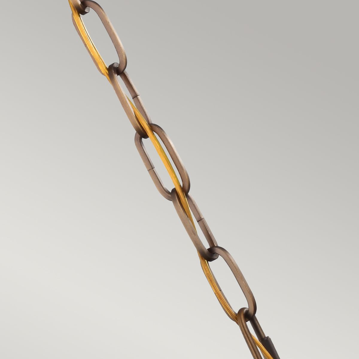 Metal, szkło, łańcuch - lampa wisząca 20/30cm (czerń, mosiądz) do kuchni salonu (1xE27) Feiss (Cadence)