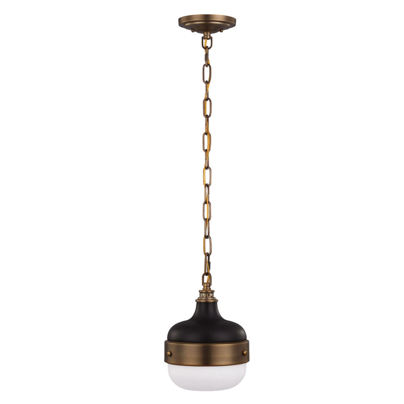 Cadence – lampa wisząca w czerni i mosiądzu z opalowym szkłem Ø20/33