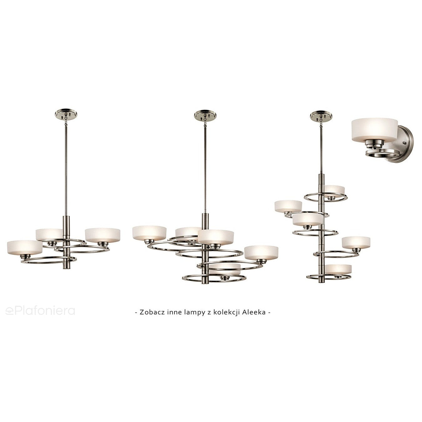 Metalowa lampa pionowa - szklane klosze (71cm) wisząca do salonu kuchni sypialni (G9 5x4W) Kichler (Aleeka)