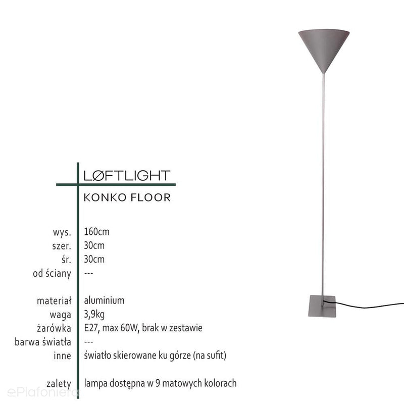 Metalowa lampa stojąca - podłogowa do salonu sypialni (1xE27) (Konko) Loftlight