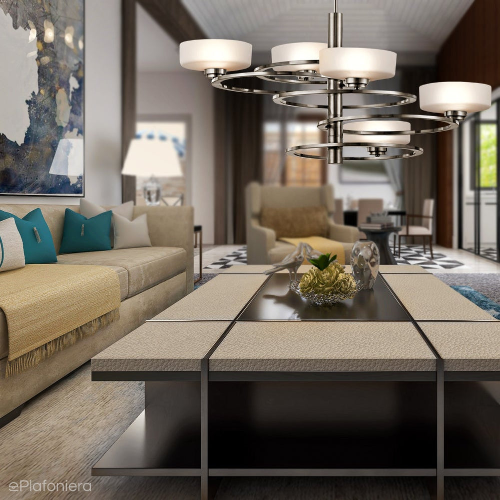 Metalowa lampa - szklane klosze (86cm) wisząca do salonu kuchni sypialni (G9 5x4W) Kichler (Aleeka)