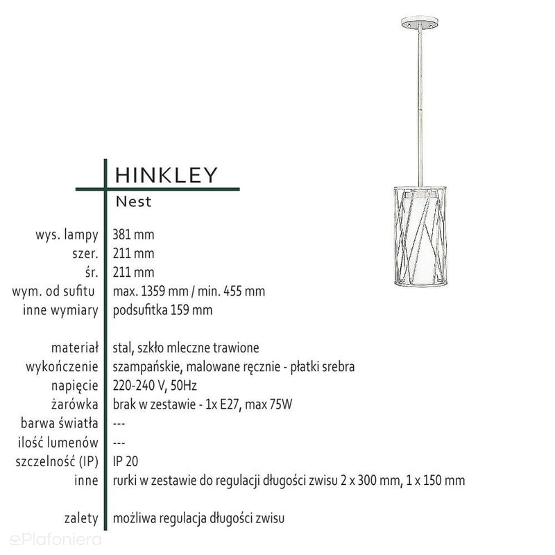 Metalowa lampa wisząca 21cm (płatki srebra) do salonu kuchni sypialni łazienki (1xE27) Hinkley (Nest)