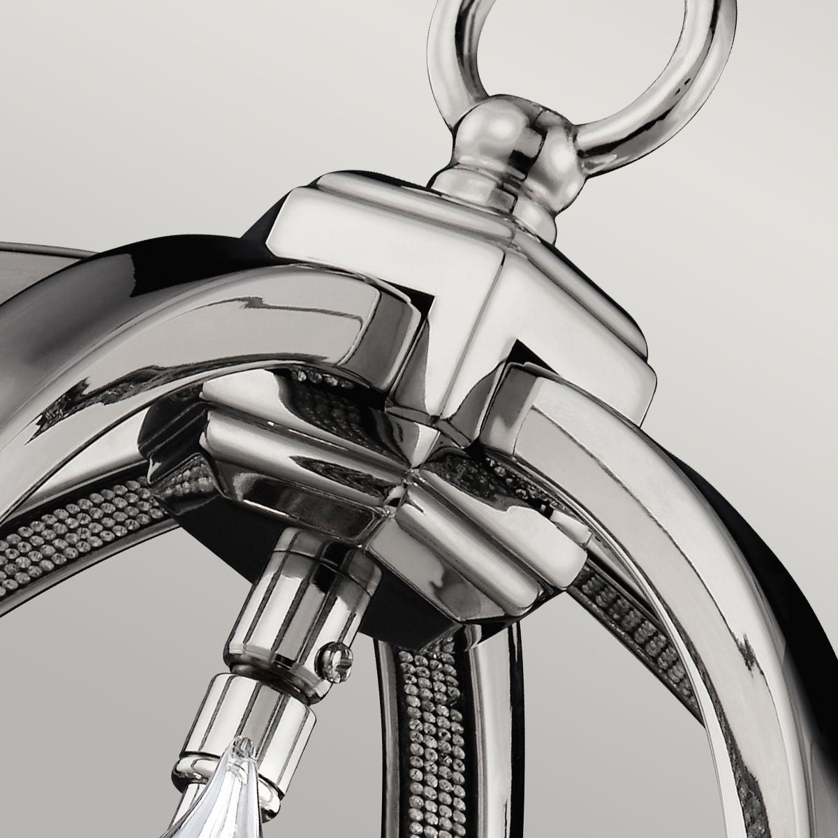 Metalowa lampa wisząca 29cm (ażurowa kula - nikiel) do kuchni salonu sypialni (3xE14) Feiss (Corinne)