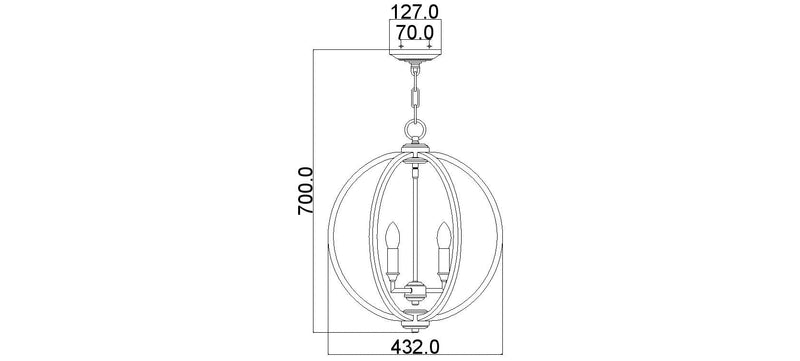 Metalowa lampa wisząca 43cm (ażurowa kula - nikiel) do kuchni salonu sypialni (3xE14) Feiss (Corinne)