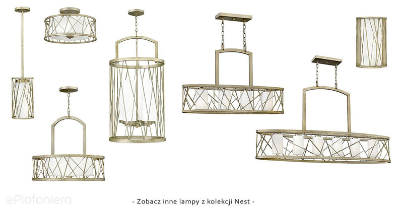 Metalowa lampa wisząca Nest z płatkami srebra - Hinkley, lampa do salonu / kuchni / sypialni (4xE27, 53 cm)