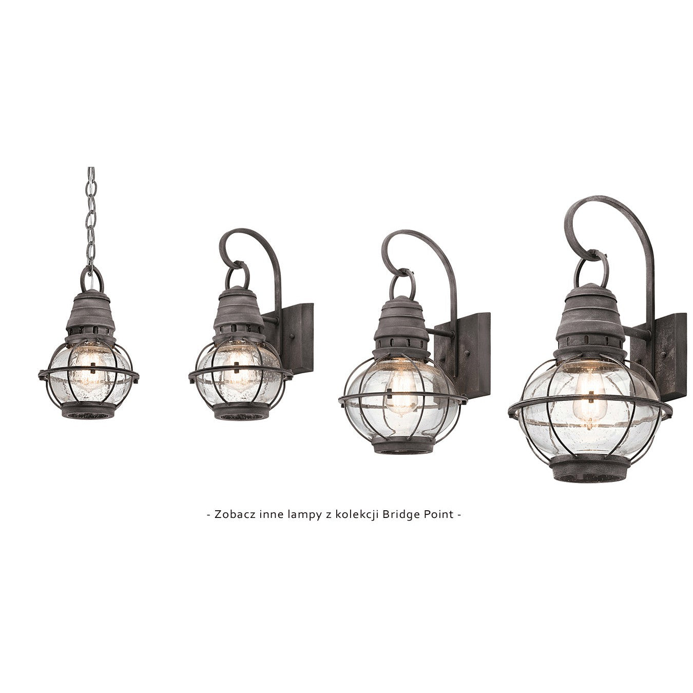 Metalowa latarnia, lampa loftowa Bridge Point M - Kichler, lampa ścienna, kinkiet 1xE27