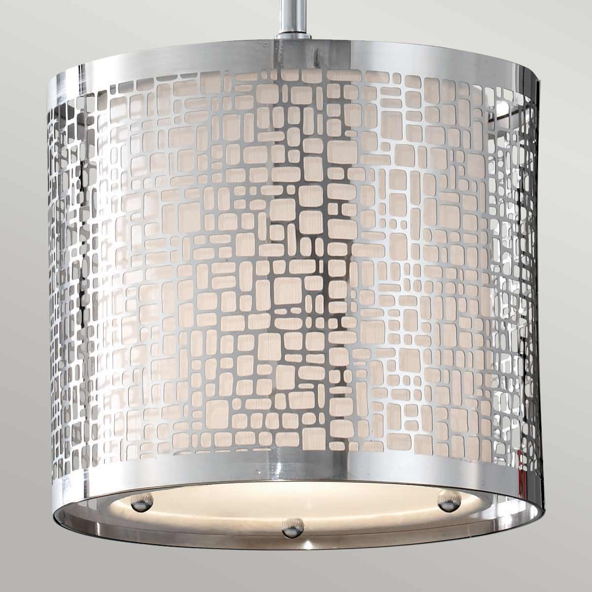 Metalowy - jedwabny abażur 20cm, lampa wisząca do salonu sypialni (1xE27) Feiss (Joplin)