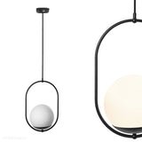 Minimalistyczna czarna lampa wisząca kula - Koban B, Ummo