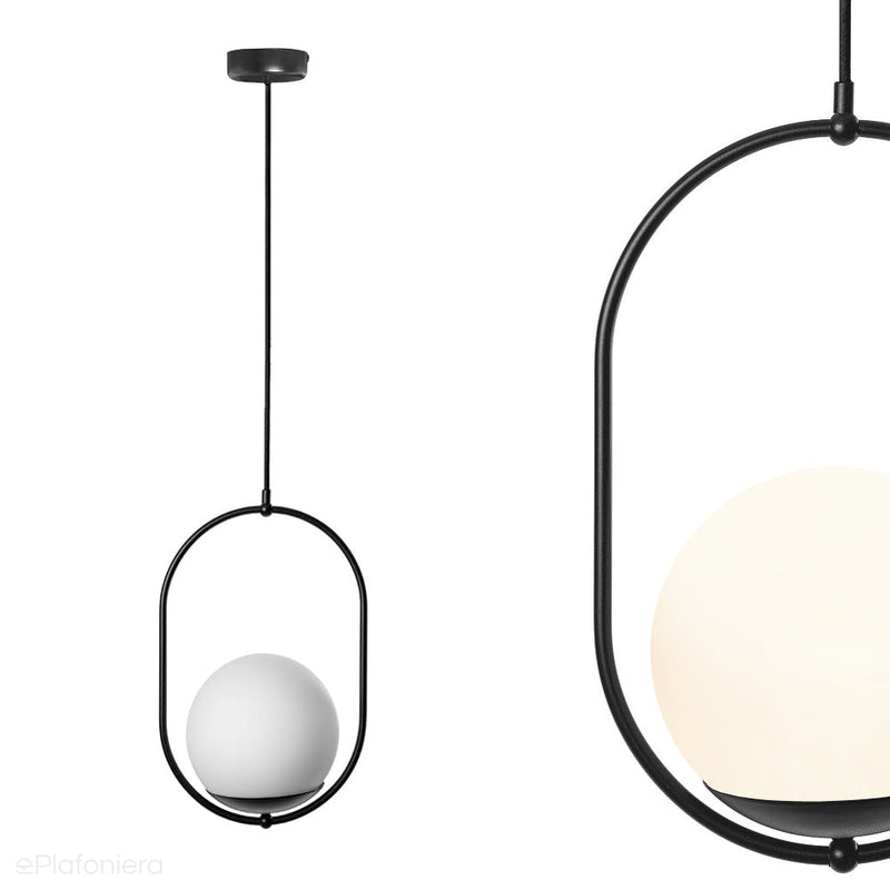 Minimalistyczna czarna lampa wisząca kula - Koban B, Ummo