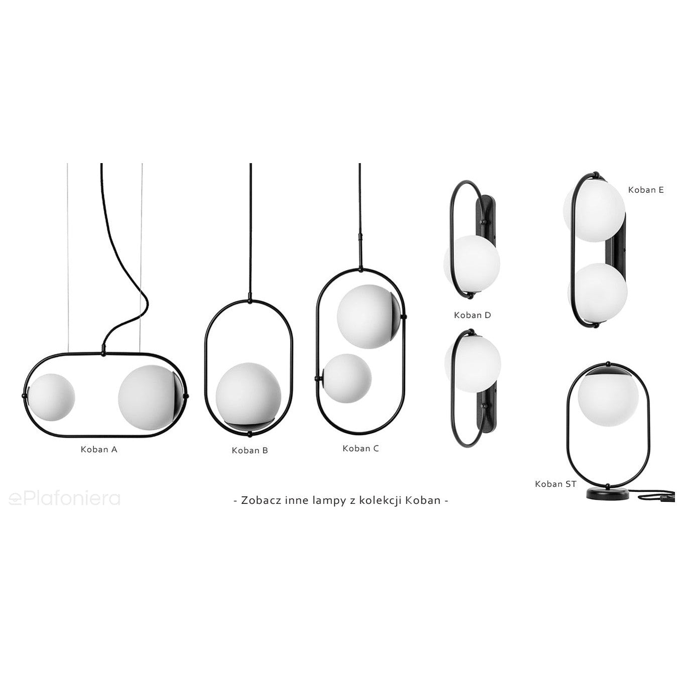 Minimalistyczna czarna lampa wisząca kula - Koban B, Ummo