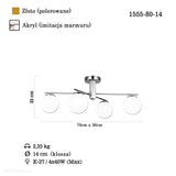 Modna lampa sufitowa do salonu, sypialni, łazienki, Lucea 1555-80-14 CEKA