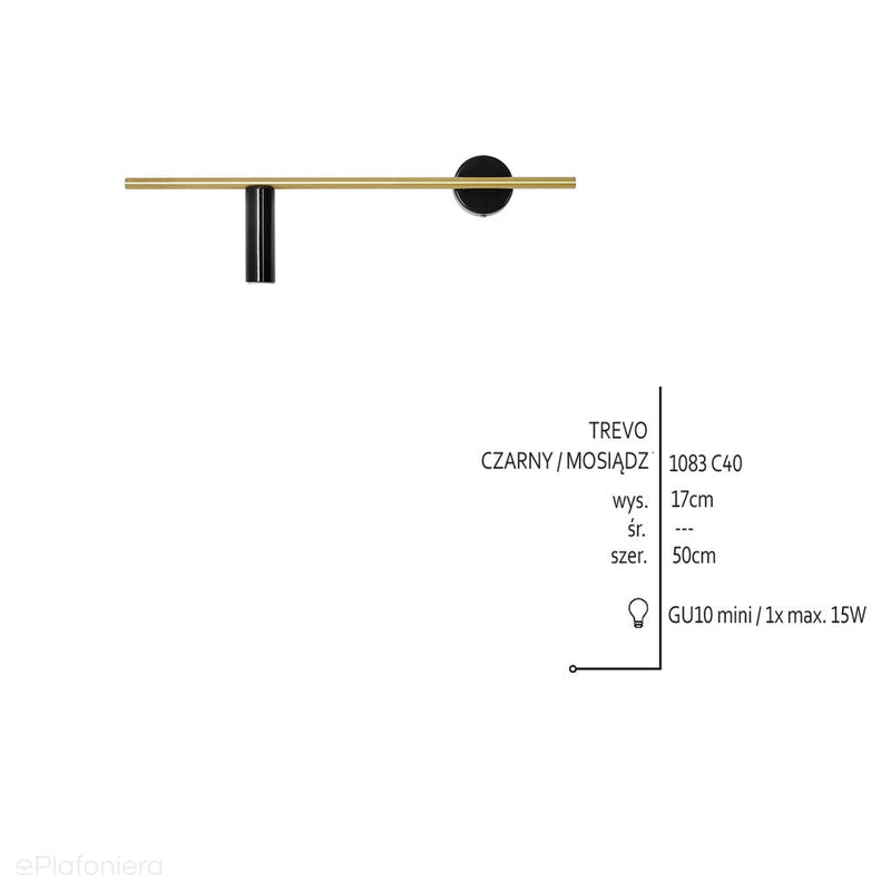 Mosiężna lampa - kinkiet do salonu sypialni (1xGU10-mini) Aldex (Trevo) 1083C40