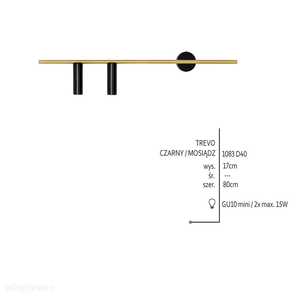Mosiężna lampa - kinkiet do salonu sypialni (2xGU10-mini) Aldex (Trevo) 1083D40