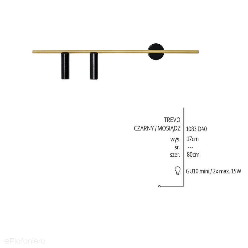 Mosiężna lampa - kinkiet do salonu sypialni (2xGU10-mini) Aldex (Trevo) 1083D40