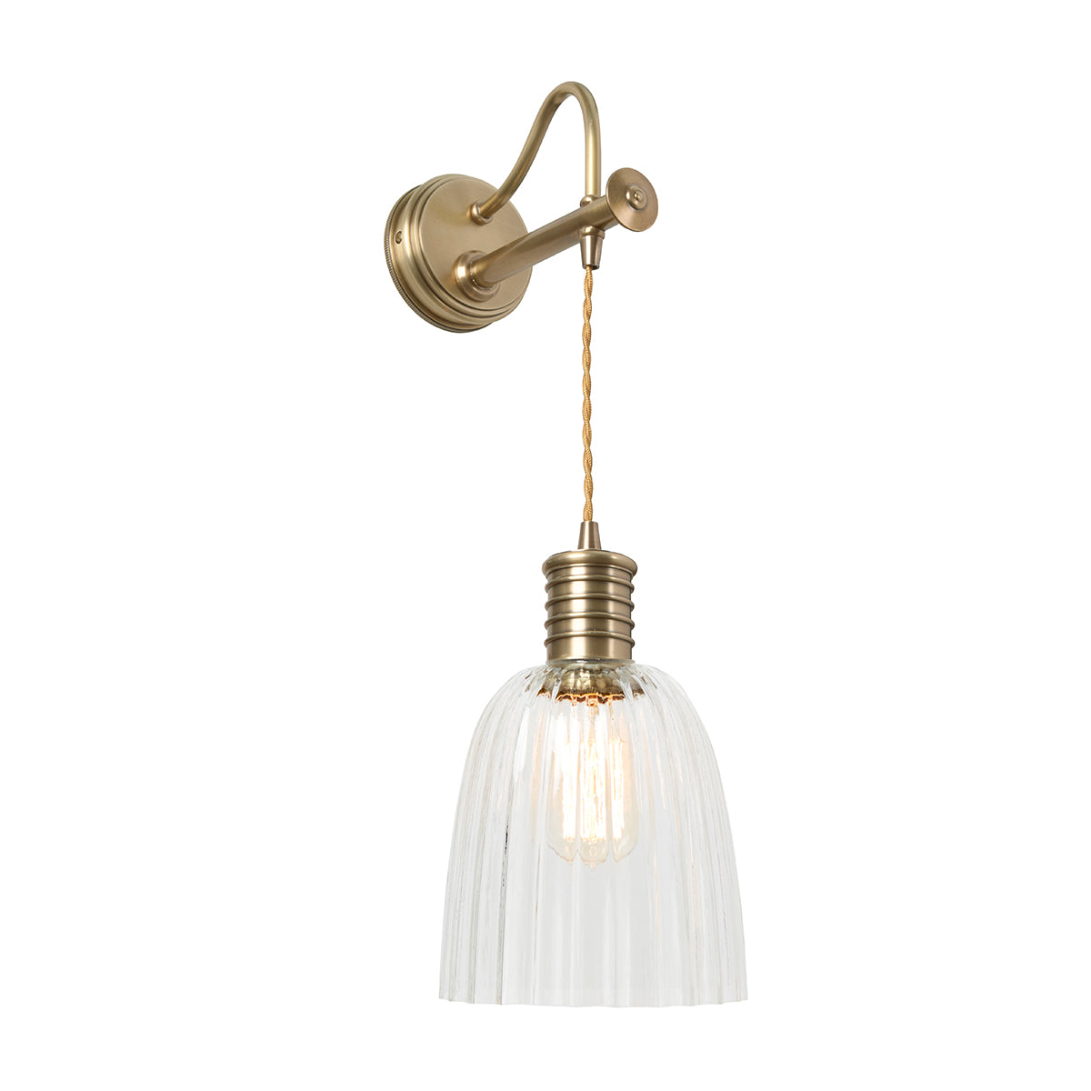 Mosiężna lampa ścienna - wisząca żarówka Douille - Elstead, kinkiet do sypialni / salonu (1xE27)