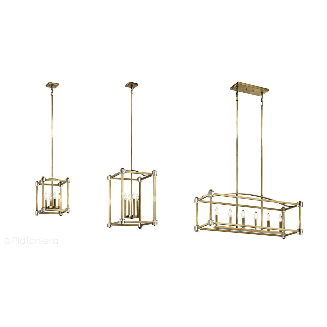Mosiężna lampa wisząca Cayden - klatka 90x30cm do salonu / kuchni / sypialni - Kichler (6xE14)