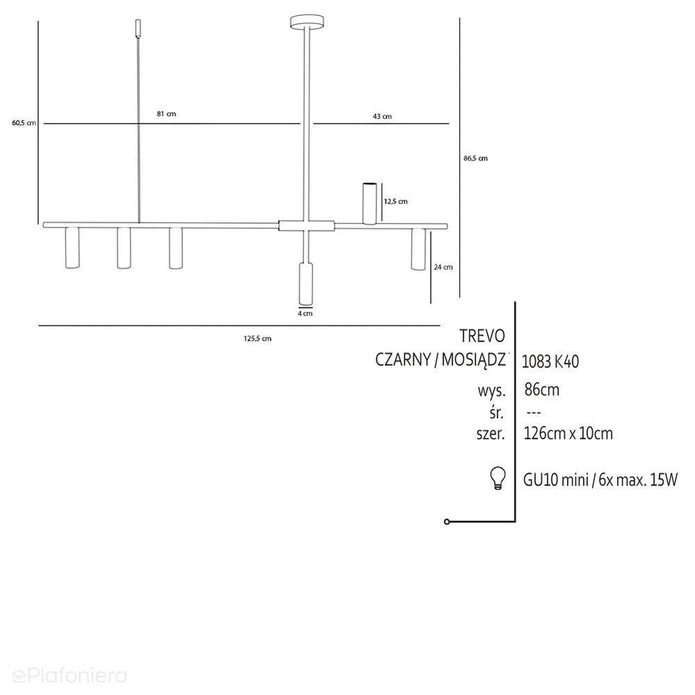 Mosiężna lampa - wisząca do salonu sypialni (6xGU10-mini) Aldex (Trevo) 1083K40