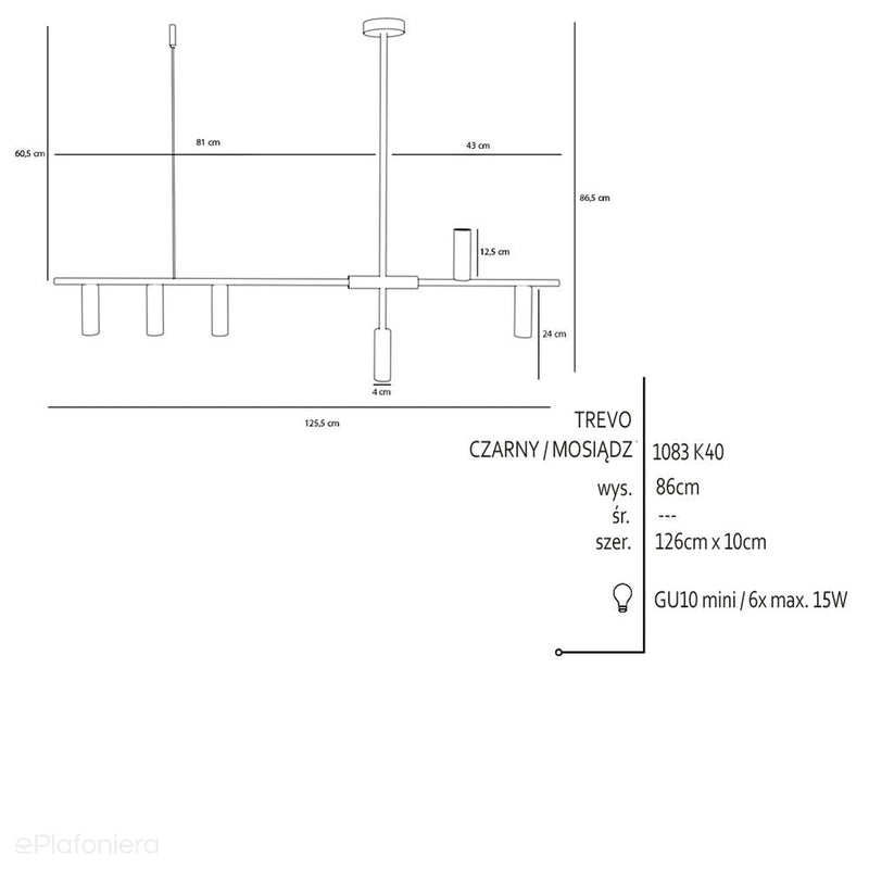 Mosiężna lampa - wisząca do salonu sypialni (6xGU10-mini) Aldex (Trevo) 1083K40