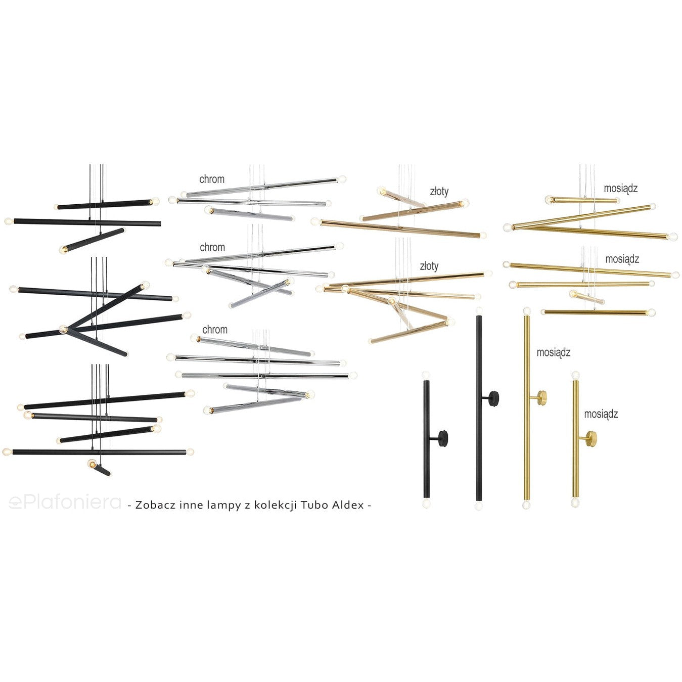Mosiężna lampa wisząca Tubo 8 Brass - Aldex, rurki (8xE14) 1072P40