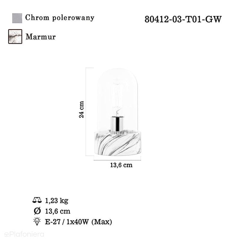 Nocna lampa stojąca do salonu sypialni (chrom, 24cm) Lucea 80412-03-T01-GW TIME