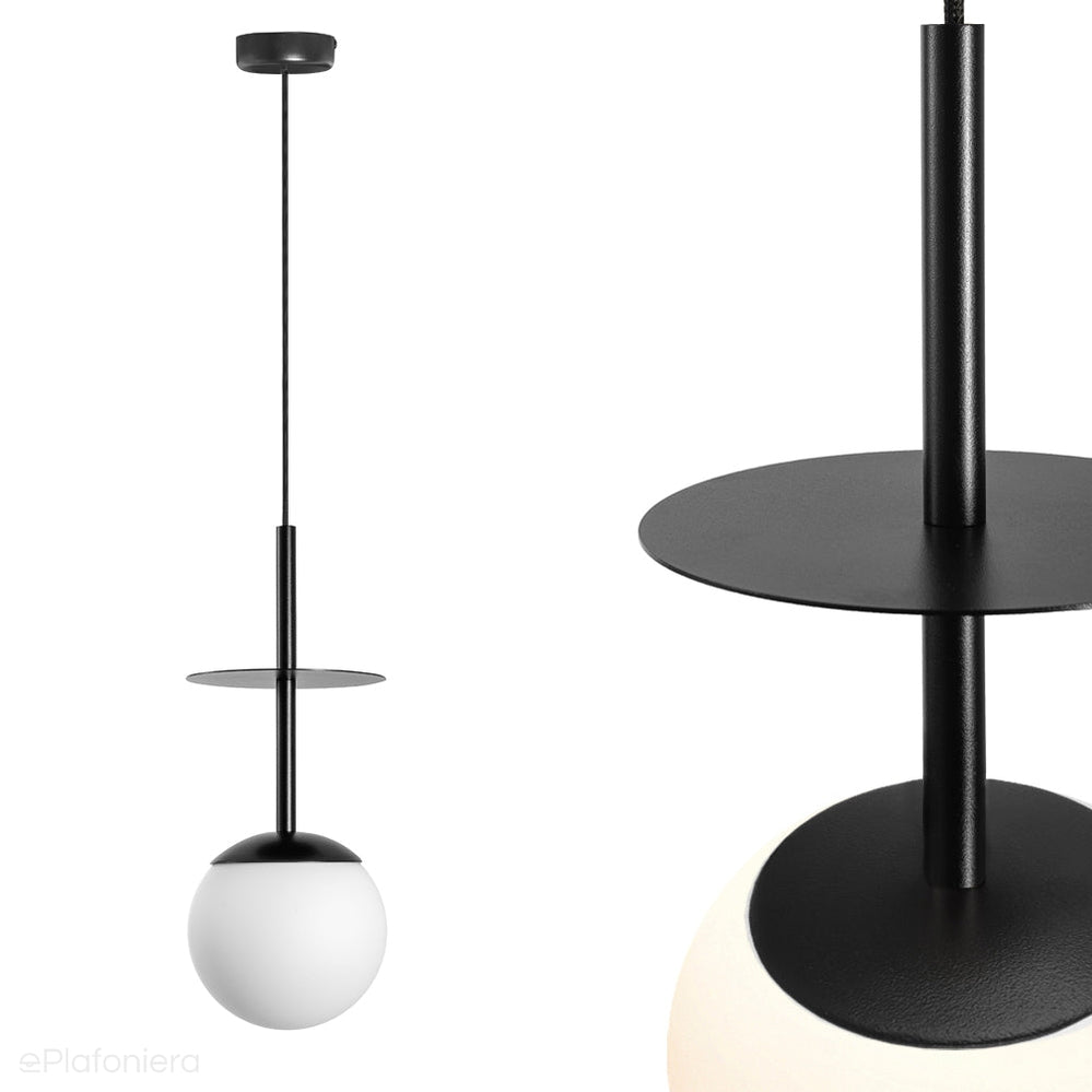 Nowoczesna czarna lampa wisząca kula  do kuchni i jadalni - Plaat A Ummo