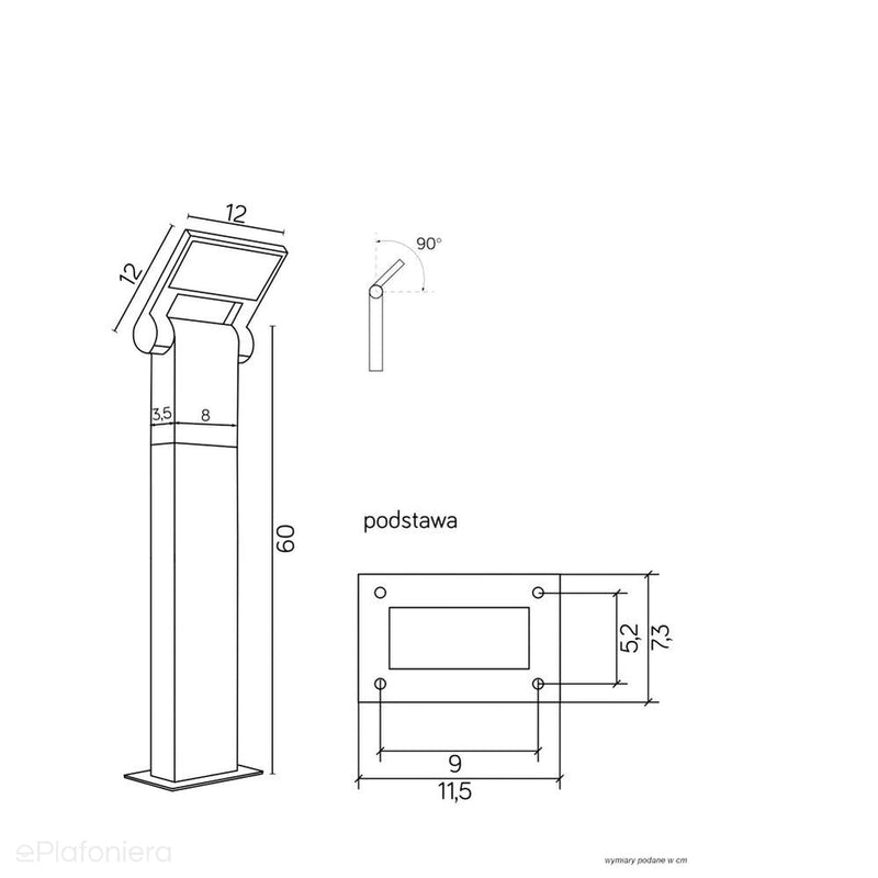 Nowoczesna grafitowa lampa ogrodowa LED 9,5W - słupek zewnętrzny 60/100cm, SU-MA (Neo)