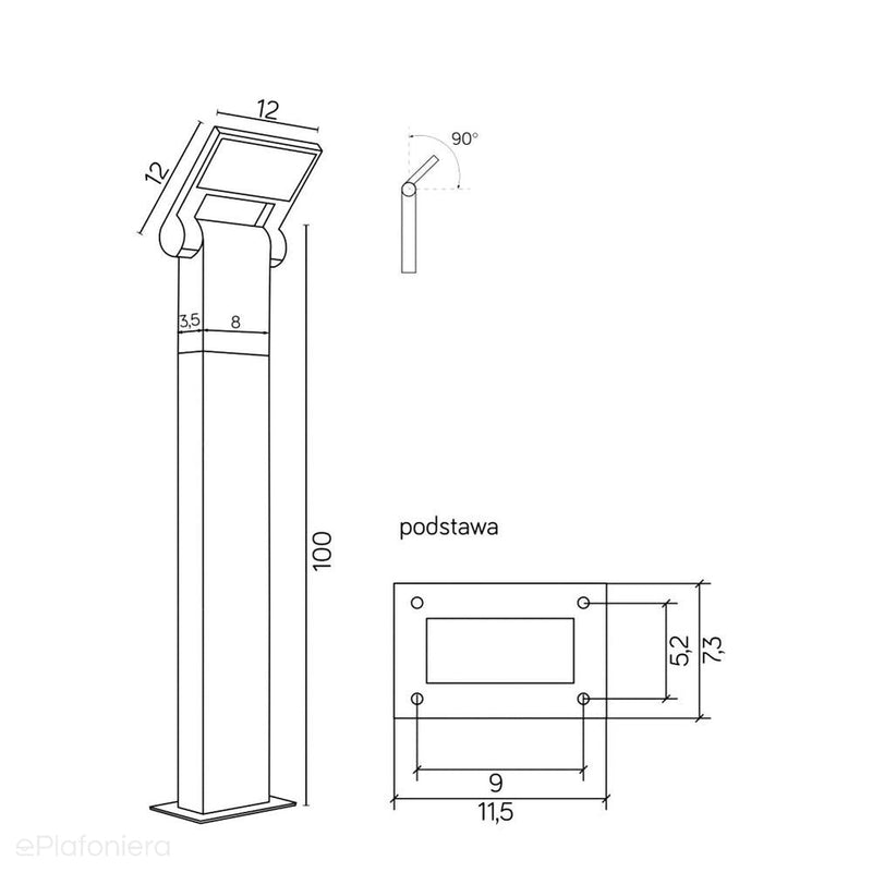 Nowoczesna grafitowa lampa ogrodowa LED 9,5W - słupek zewnętrzny 60/100cm, SU-MA (Neo)