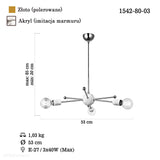 Nowoczesna lampa do jadalni nad stół, do salonu sypialni (3xE27) Lucea 1542-80-03 PARO