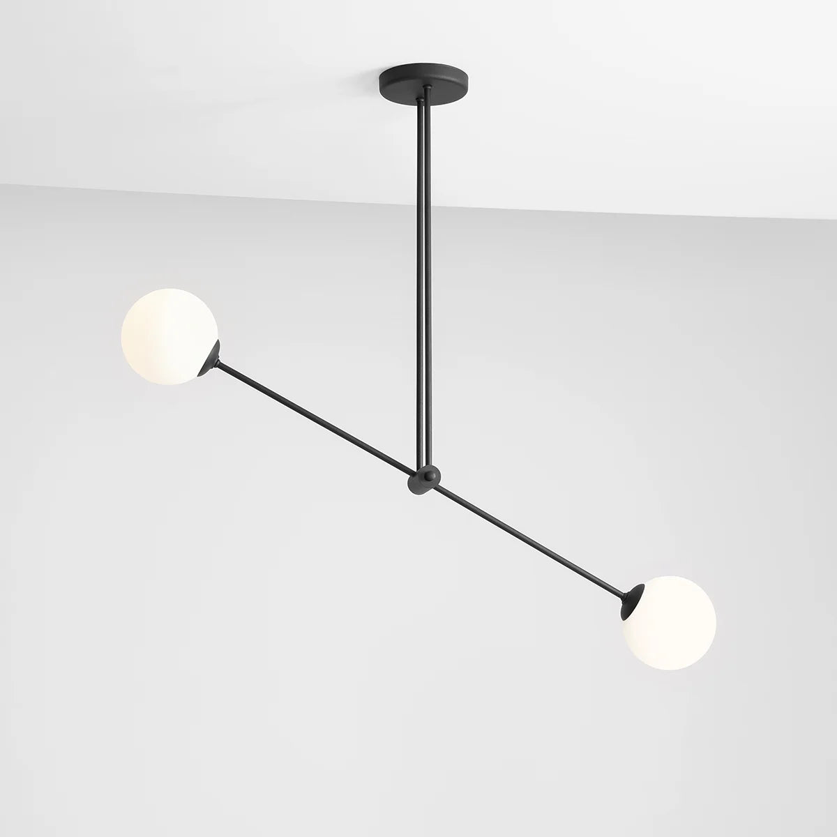 Nowoczesna lampa regulowana, wisząca, mleczne kule 2x14cm (E14) Aldex (Ohio) 1081PL-H1