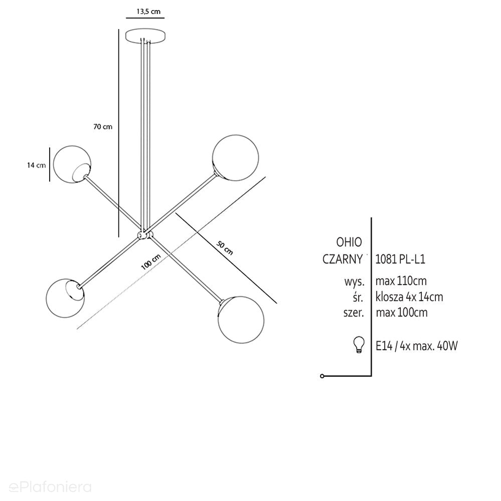 Nowoczesna lampa regulowana, wisząca, mleczne kule 4x14cm (E14) Aldex (Ohio) 1081PL-L1