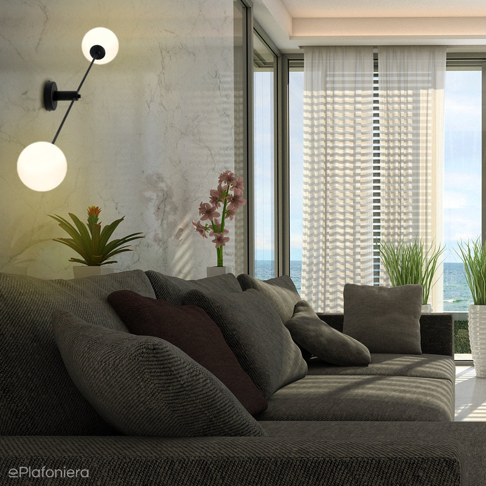 Nowoczesna lampa ścienna, kinkiet, mleczne kule 2x14cm (E14) Aldex (Ohio) 1081D1
