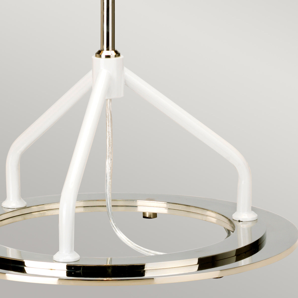 Nowoczesna lampa stołowa Vicenza z bawełnianym abażurem - Elstead, 65cm, (nikiel - biała) do salonu / sypialni / gabinetu (1xE27)