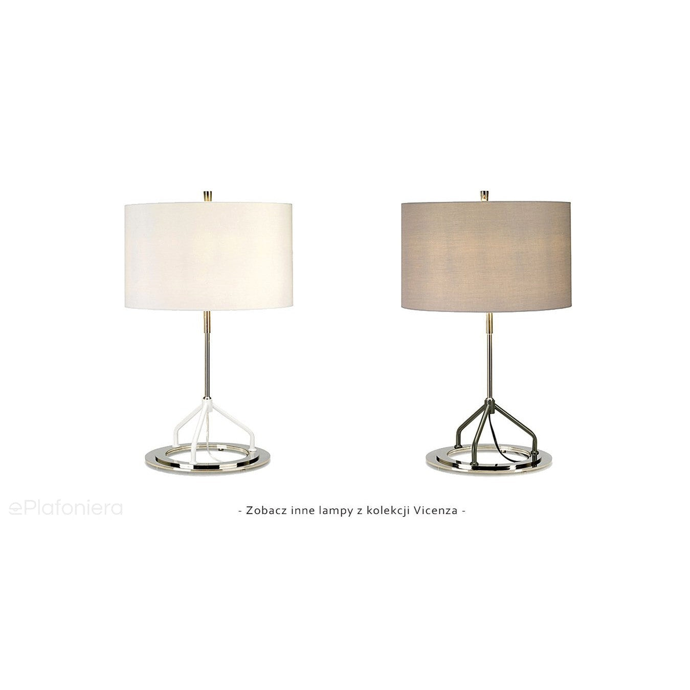 Nowoczesna lampa stołowa Vicenza z bawełnianym abażurem - Elstead, 65cm, (nikiel - biała) do salonu / sypialni / gabinetu (1xE27)