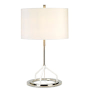 Nowoczesna lampa stołowa Vicenza z bawełnianym abażurem - Elstead, 65cm, (nikiel - biała) do salonu / sypialni / gabinetu (1xE27)