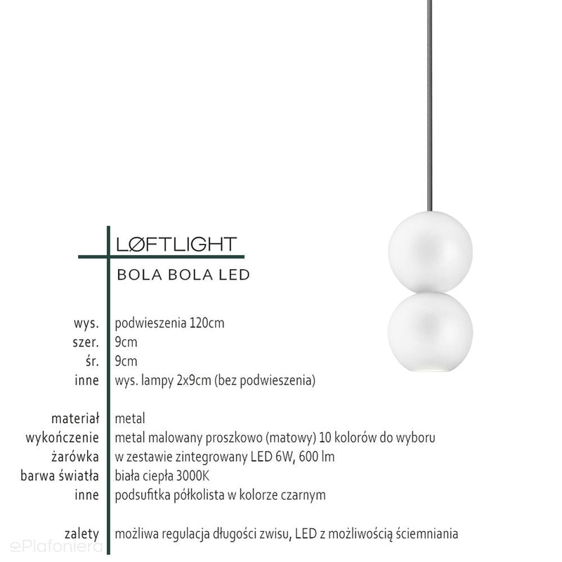 Nowoczesna lampa wisząca, 2 kule (kolory Pantone) Bola Bola LED Loftlight