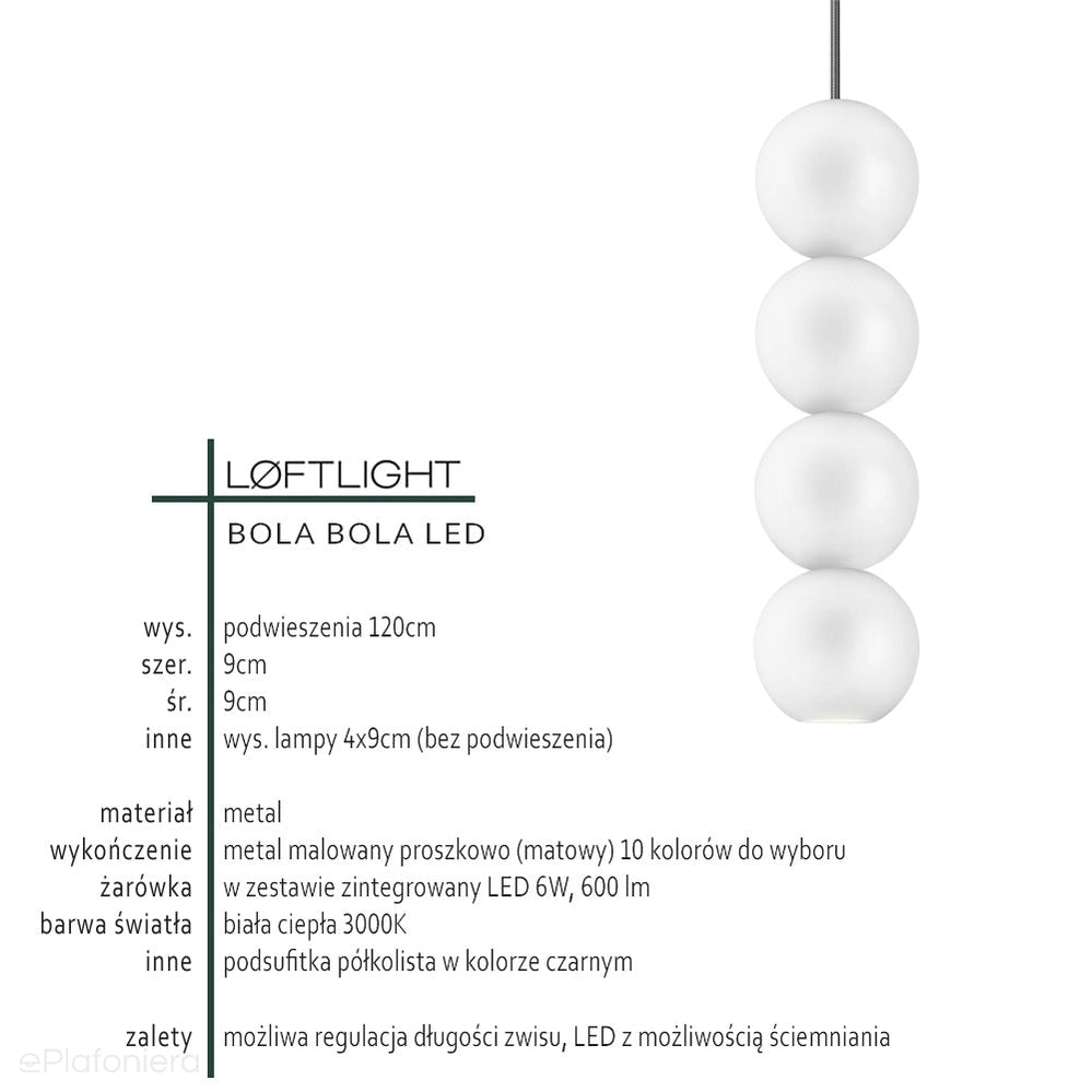 Nowoczesna lampa wisząca, 4 kule (kolory Pantone) Bola Bola LED Loftlight