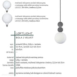 Nowoczesna lampa wisząca do salonu - dwie kule - stal, zamsz (1xE27) (Bola 2 Velvet) Loftlight