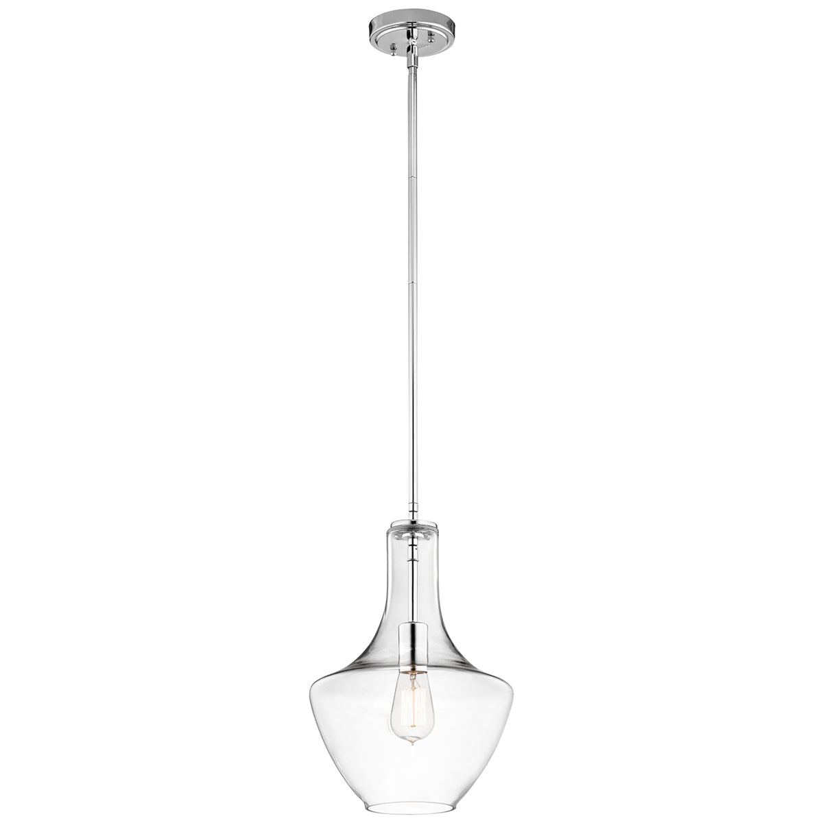 Nowoczesna lampa wisząca, szklana 27cm (chrom) do kuchni salonu restauracji (1xE27) Kichler (Everly)