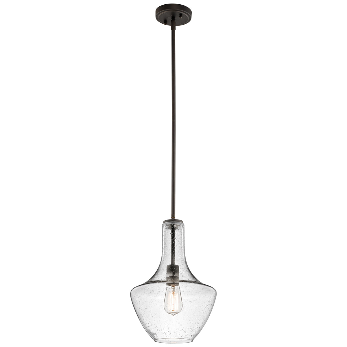 Nowoczesna lampa wisząca, szklana 27cm (stary brąz) do kuchni salonu restauracji (1xE27) Kichler (Everly)
