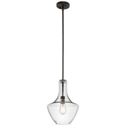 Nowoczesna lampa wisząca, szklana 27cm (stary brąz) do kuchni salonu restauracji (1xE27) Kichler (Everly)
