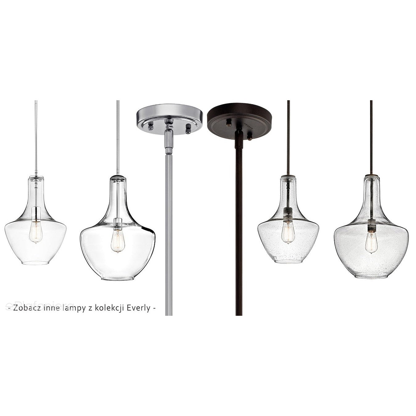 Nowoczesna lampa wisząca, szklana 35cm (chrom) do kuchni salonu restauracji (1xE27) Kichler (Everly)