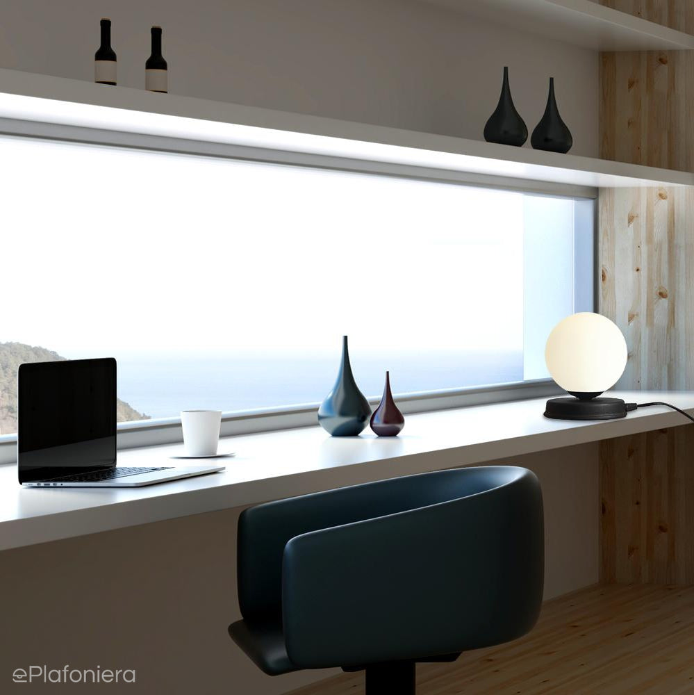 Nowoczesna lampka nocna Ball Table - Czarna/Biała - Aldex 1076B