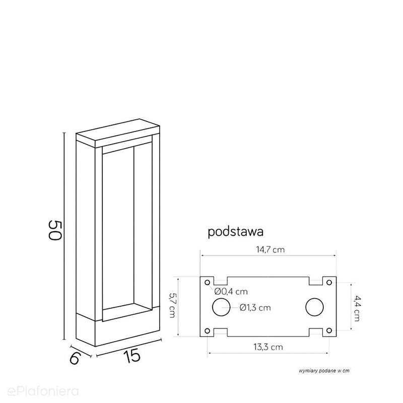 Nowoczesny słupek 50/80cm - ramka LED, lampa stojąca zewnętrzna ogrodowa grafit (LED 7W) SU-MA (Form)