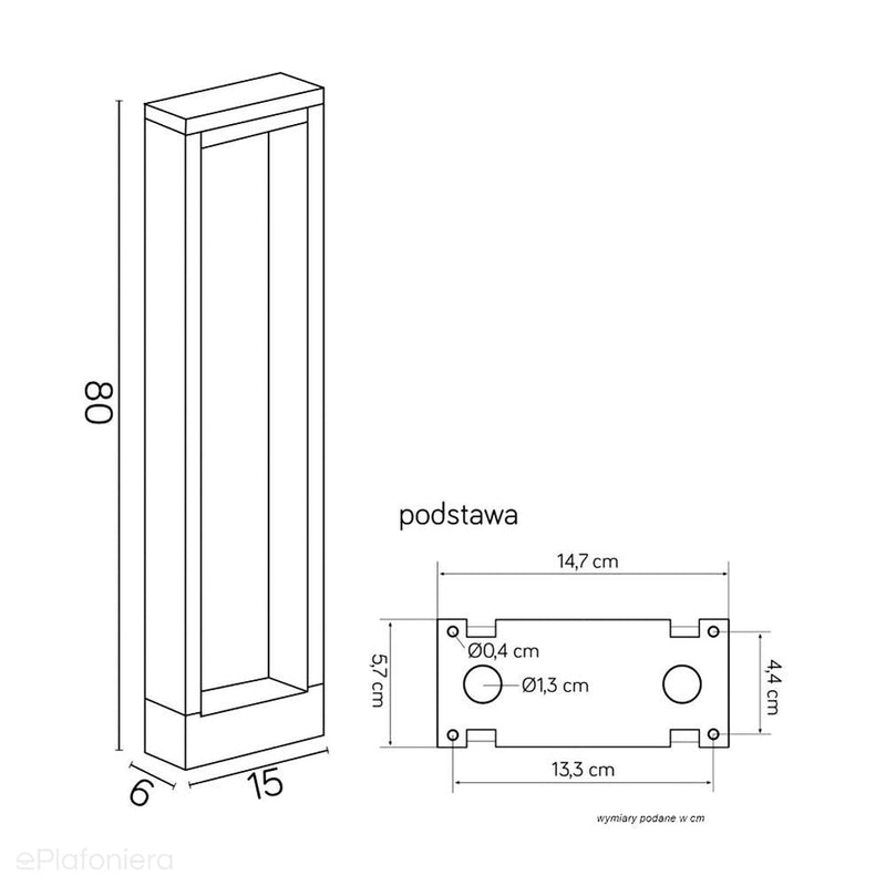 Nowoczesny słupek 50/80cm - ramka LED, lampa stojąca zewnętrzna ogrodowa grafit (LED 7W) SU-MA (Form)