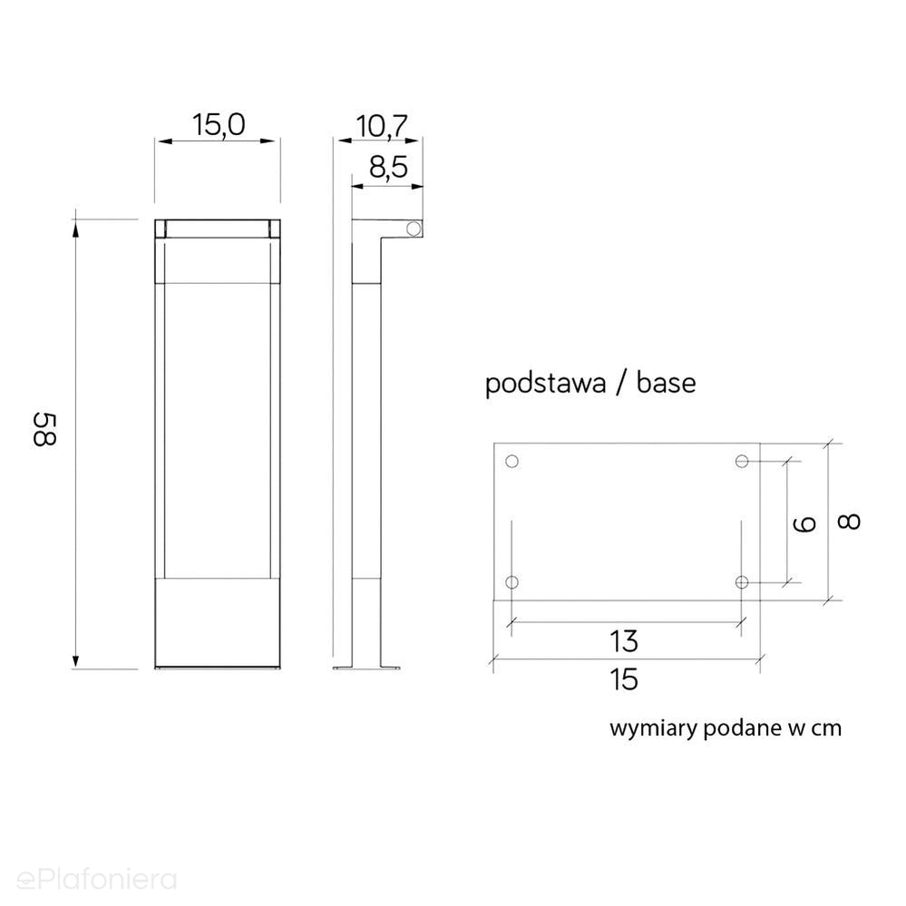 Nowoczesny słupek grafitowy LED 10W - lampa ogrodowa zewnętrzna 58/78cm, SU-MA (Rota)