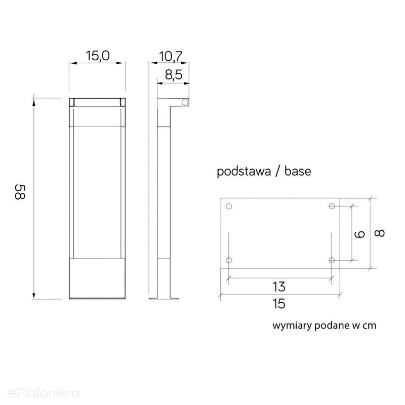 Nowoczesny słupek grafitowy LED 10W - lampa ogrodowa zewnętrzna 58/78cm, SU-MA (Rota)