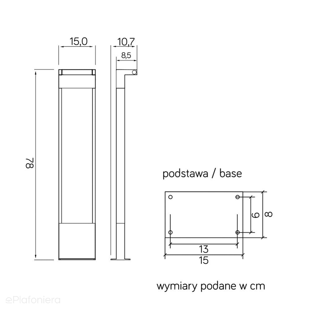 Nowoczesny słupek grafitowy LED 10W - lampa ogrodowa zewnętrzna 58/78cm, SU-MA (Rota)