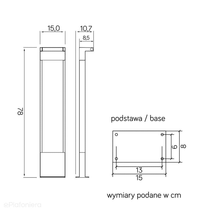 Nowoczesny słupek grafitowy LED 10W - lampa ogrodowa zewnętrzna 58/78cm, SU-MA (Rota)